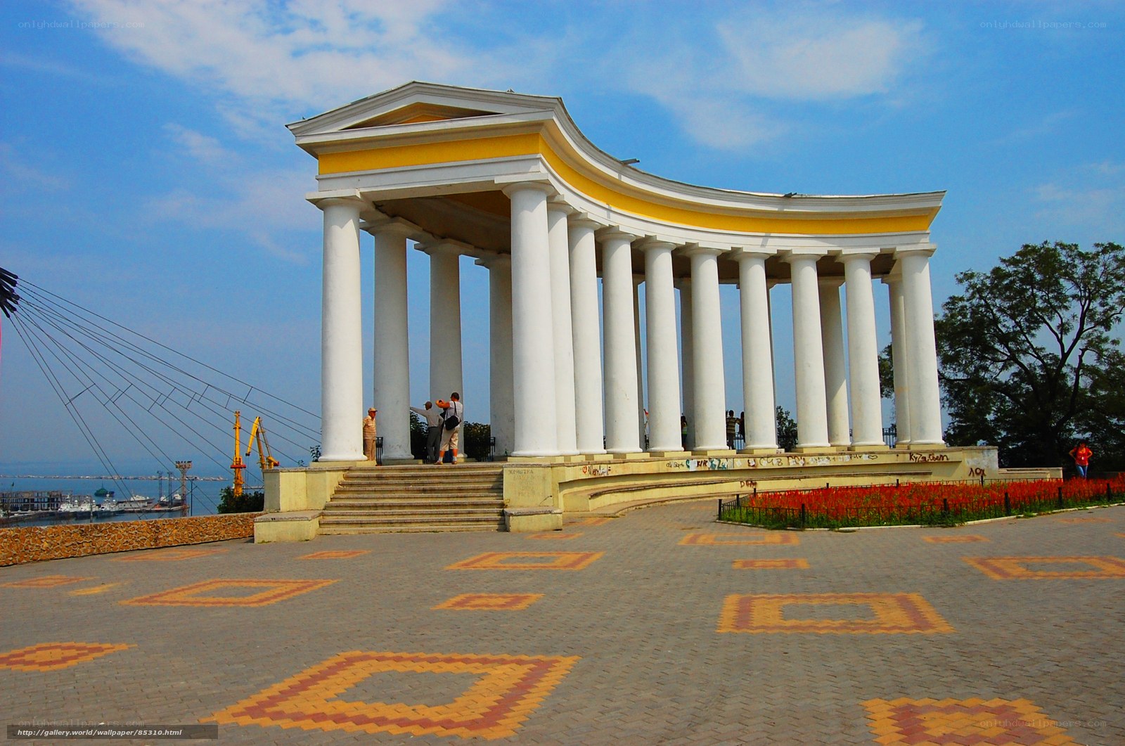 Classical colonnade by the sea