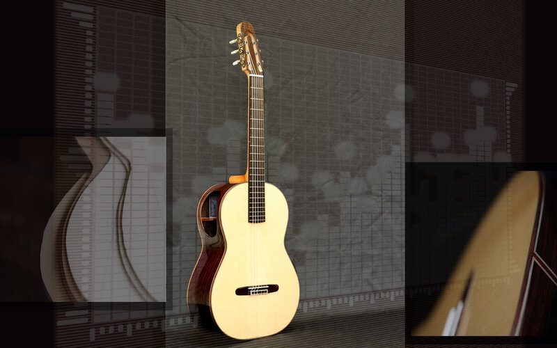classical guitar on digital background