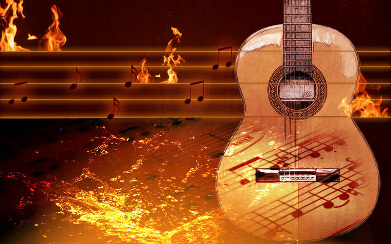 Classical Guitar with Flames