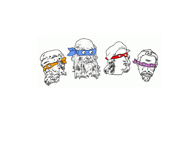 classical heads with ninja masks