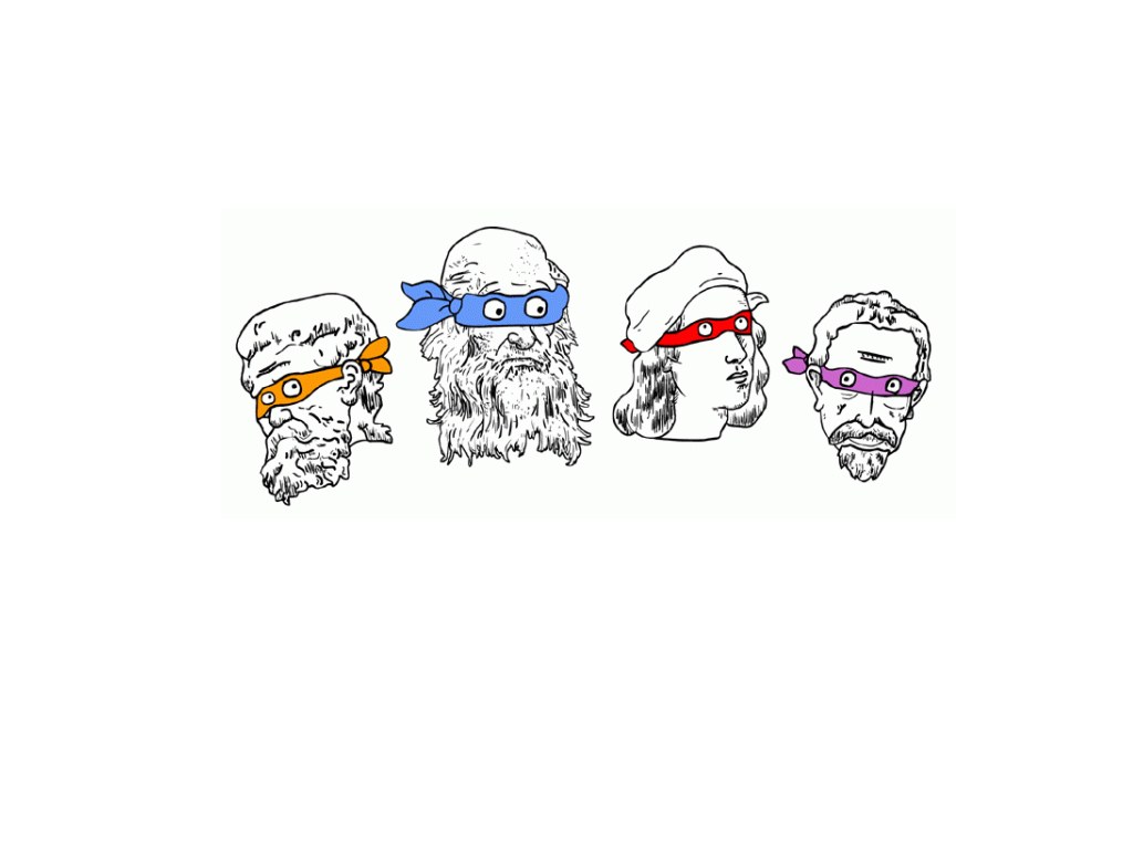 classical heads with ninja masks