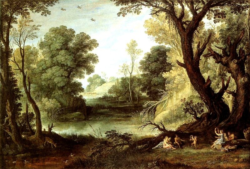 Classical landscape with figures