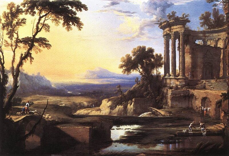 Classical landscape with ruins