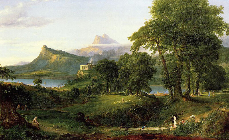 Classical landscape with temple