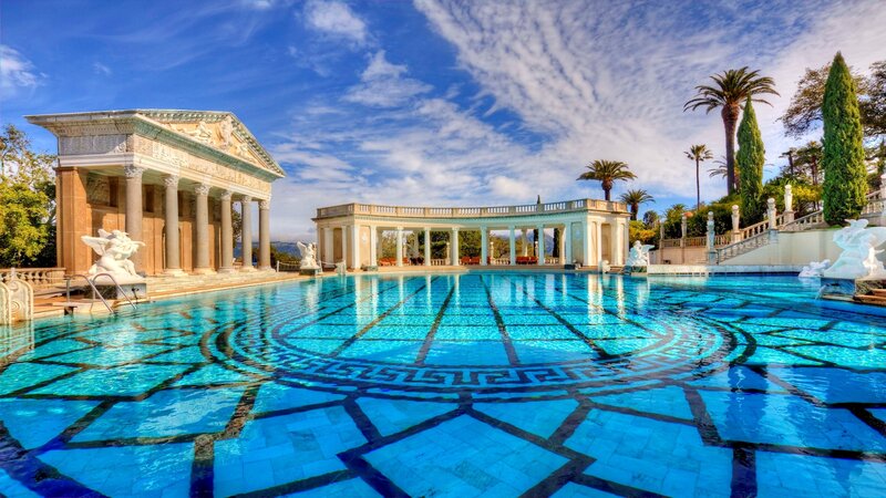 Classical Pool with Statues — Blue, Serene