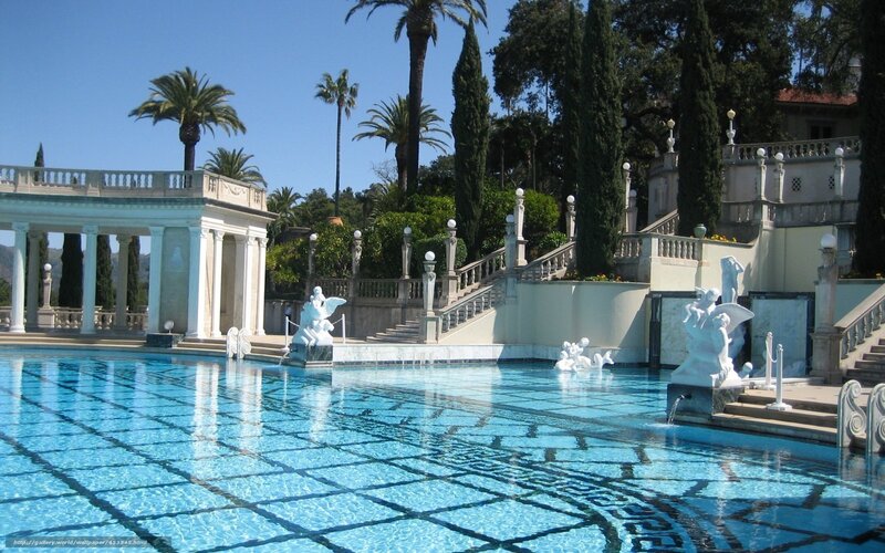 classical pool with statues