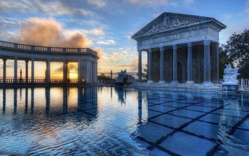 Classical Temple and Pool
