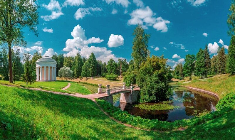 Classical Temple in Park — Green