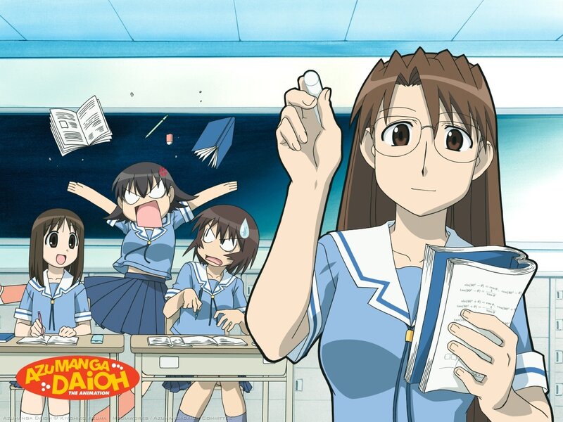 Classroom chaos in Azumanga Daioh