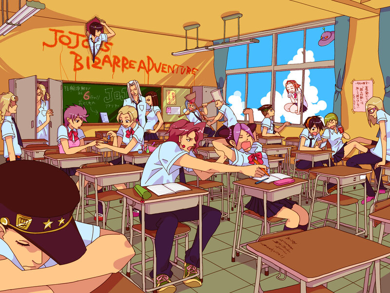 Classroom chaos in JoJo's Bizarre Adventure