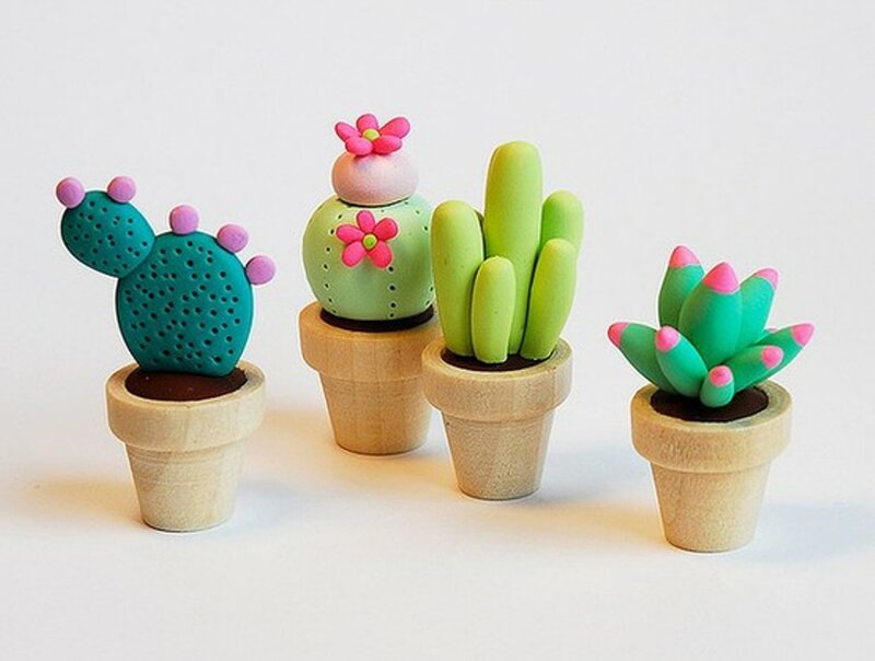 Clay Cactus Figurines