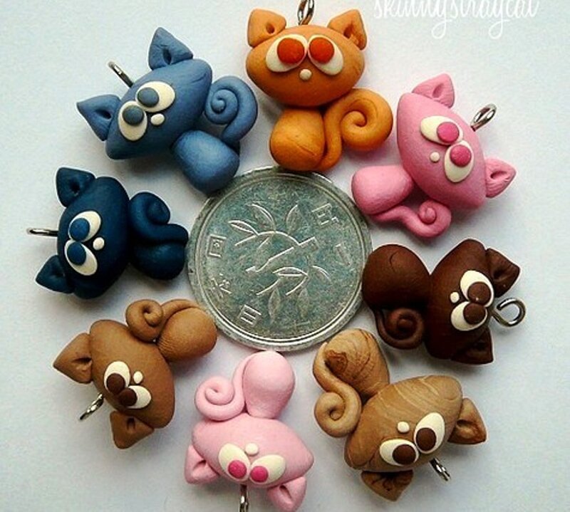 Clay Cat Charms