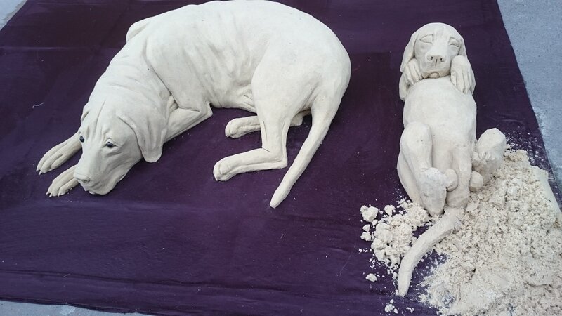 Clay Dog Sculptures