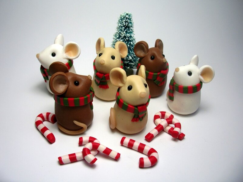 Clay Mice Figurines