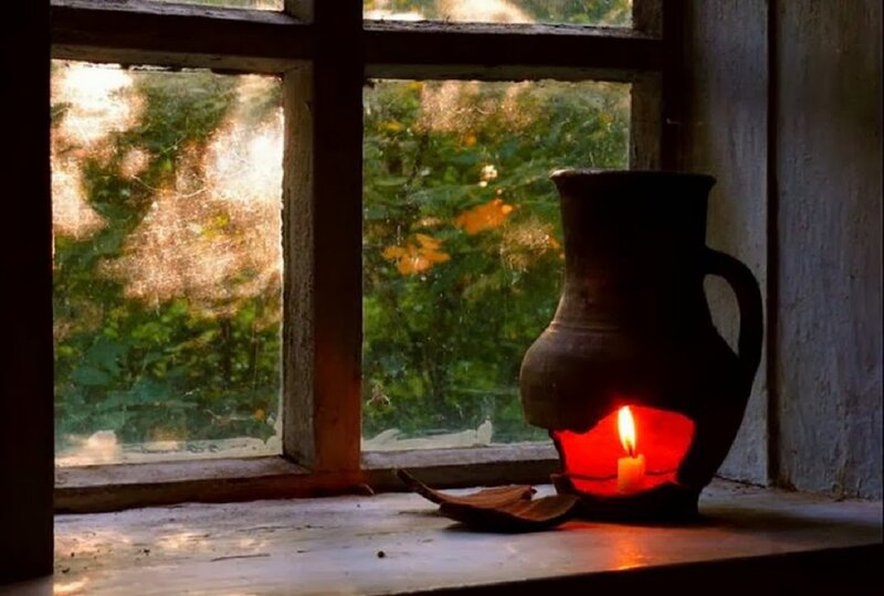 Clay Pot with Candle