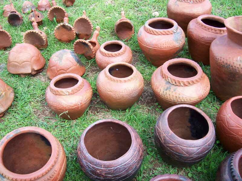 Clay Pots on Grass