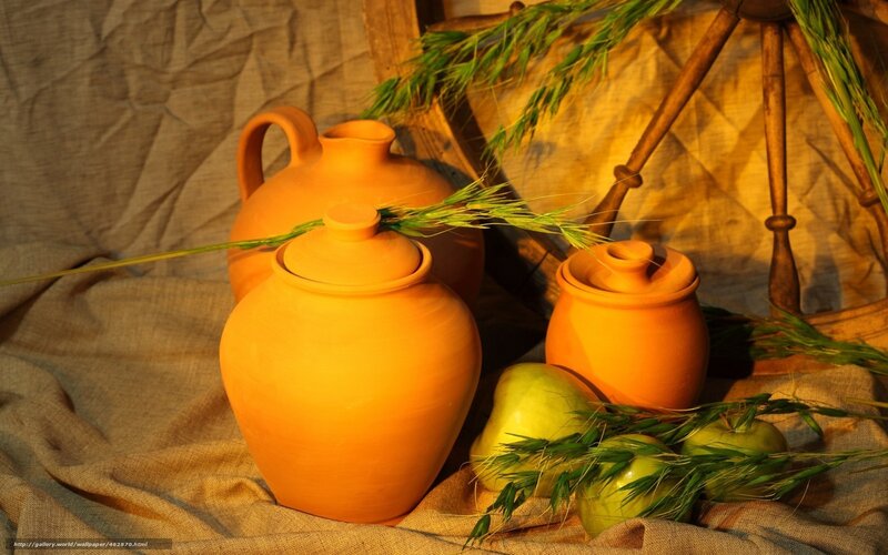 Clay Pots with Apples