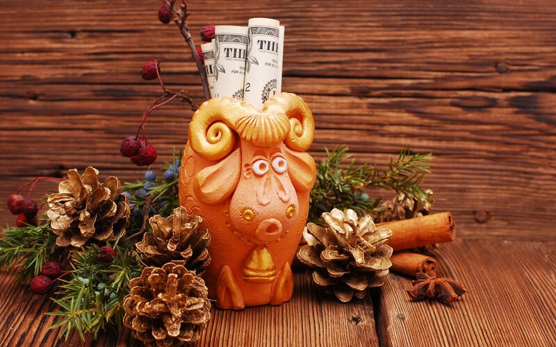 Clay Ram Figurine — Brown