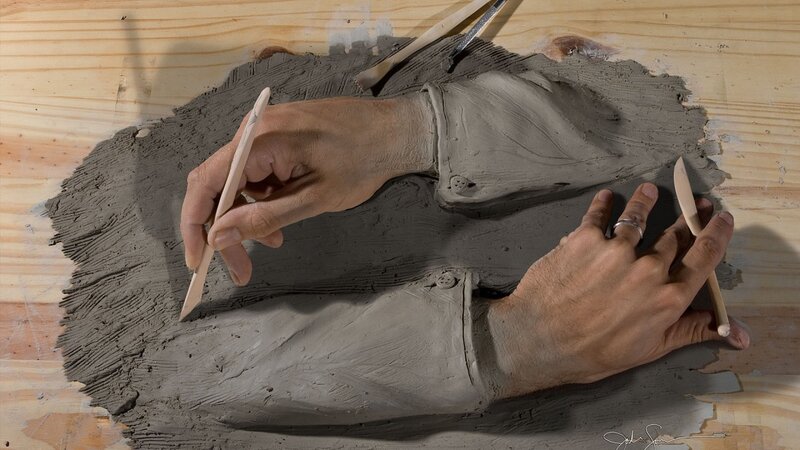 Clay Sculpture of Hands — Gray