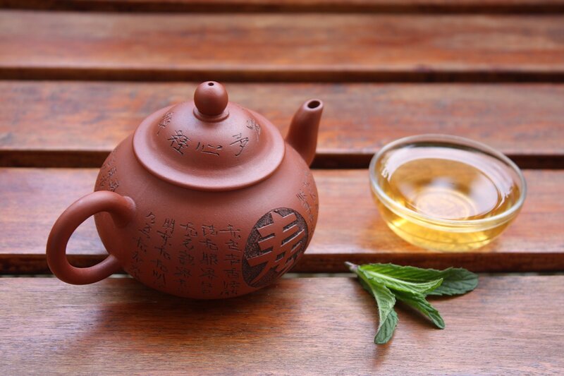 Clay Teapot with Tea