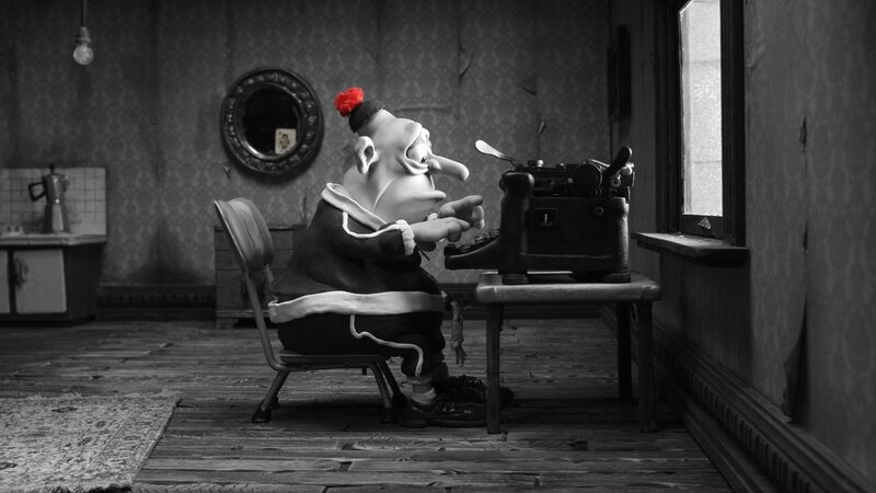 Claymation Character at Typewriter