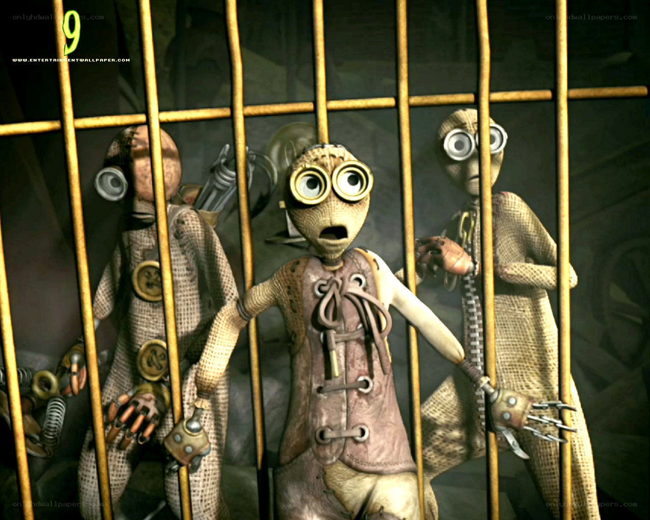 Claymation characters in a cage