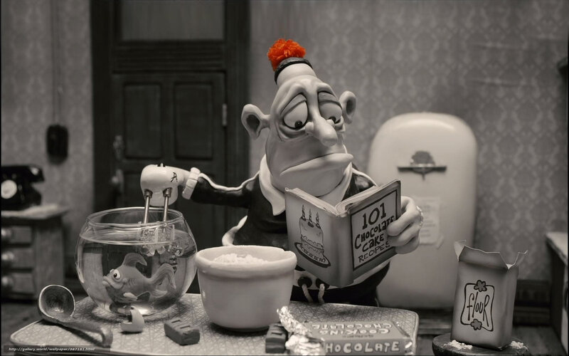 claymation chef baking cake