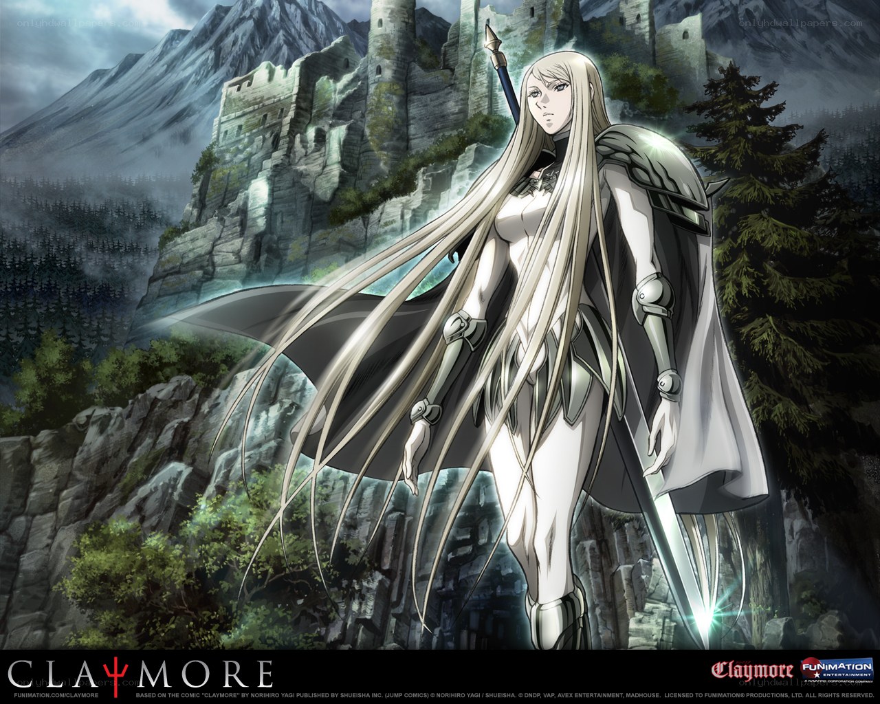Claymore warrior in mountain landscape