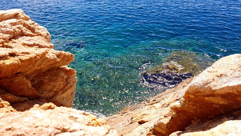 Clear Blue Water Between Rocks