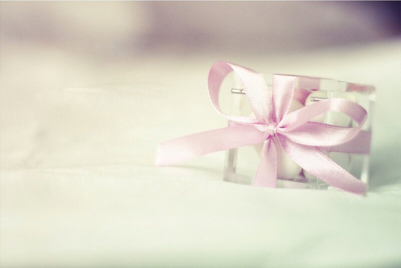 Clear Box with Pink Ribbon