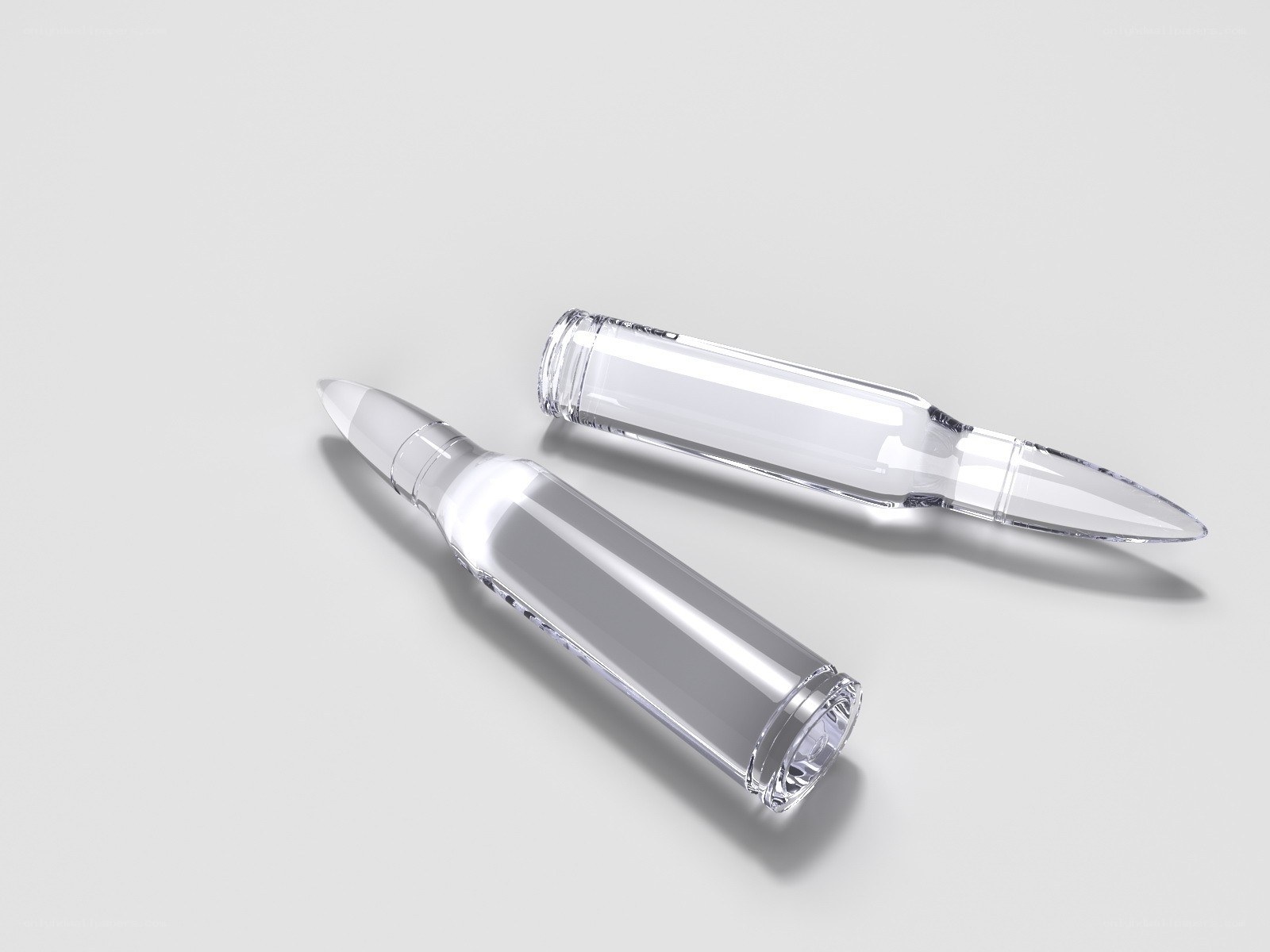 Clear bullet-shaped vials