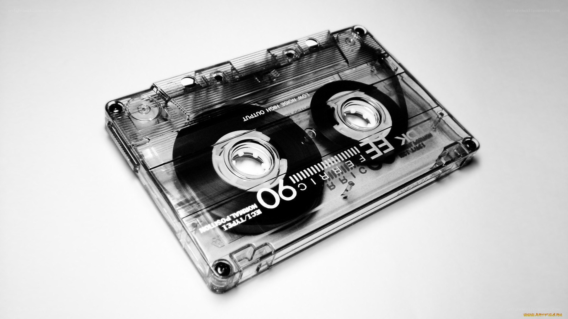 Clear cassette tape on white