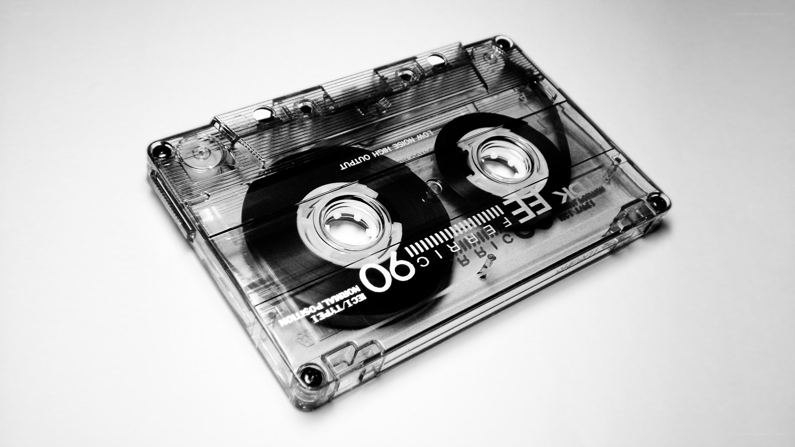 Clear cassette tape on white