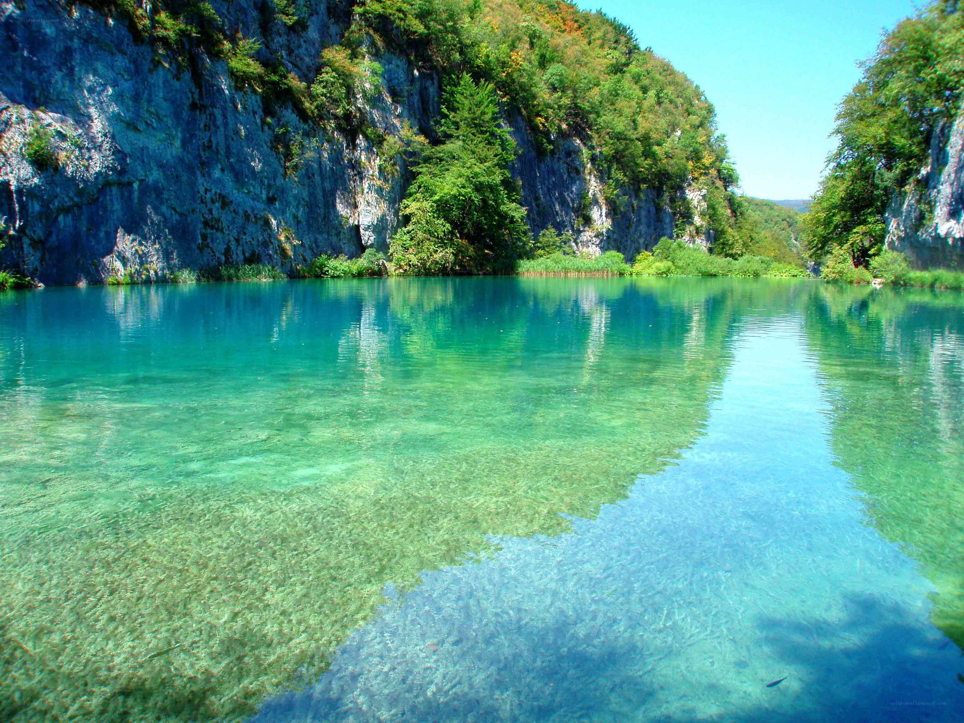 Clear lake in a rocky canyon