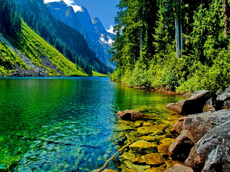Clear Lake in Mountain Valley — Green