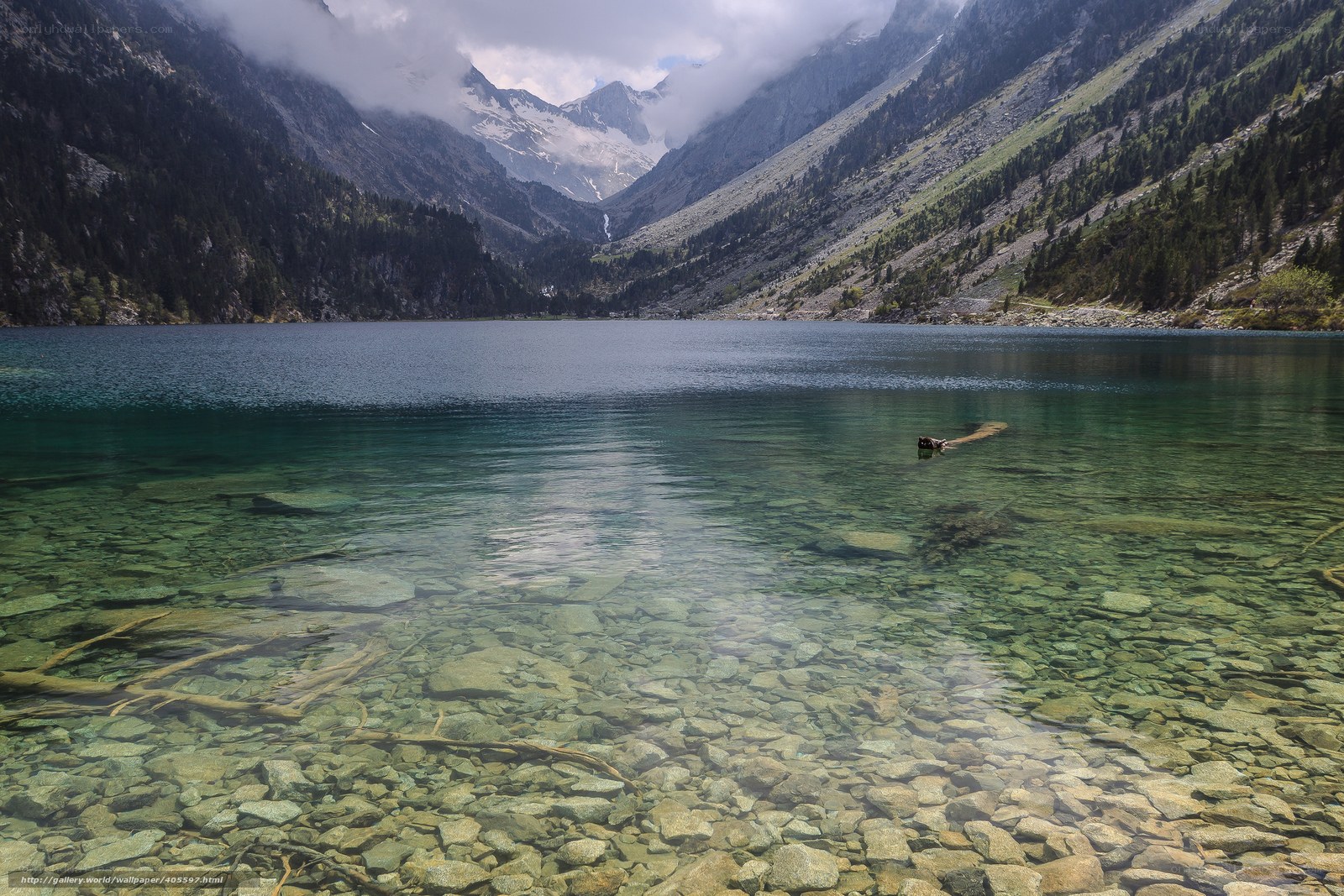 Clear lake in mountain valley