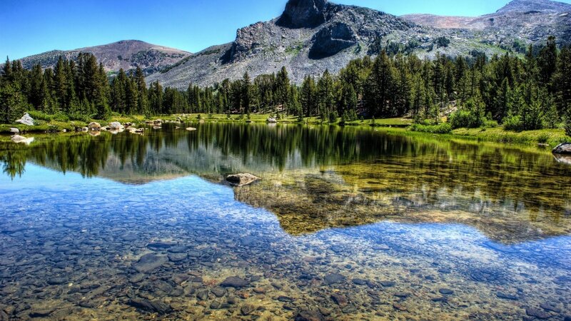 Clear Lake in Mountains — Blue, Serene, Afternoon
