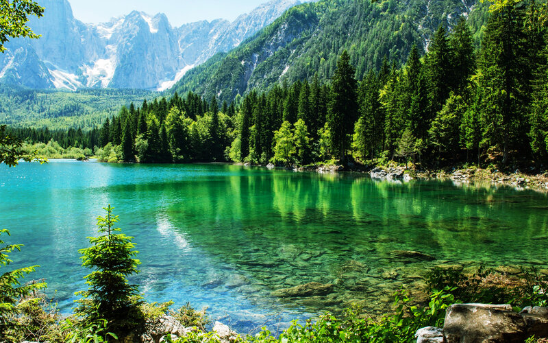 Clear Lake in Mountains — Green, Serene, Afternoon, Photograph