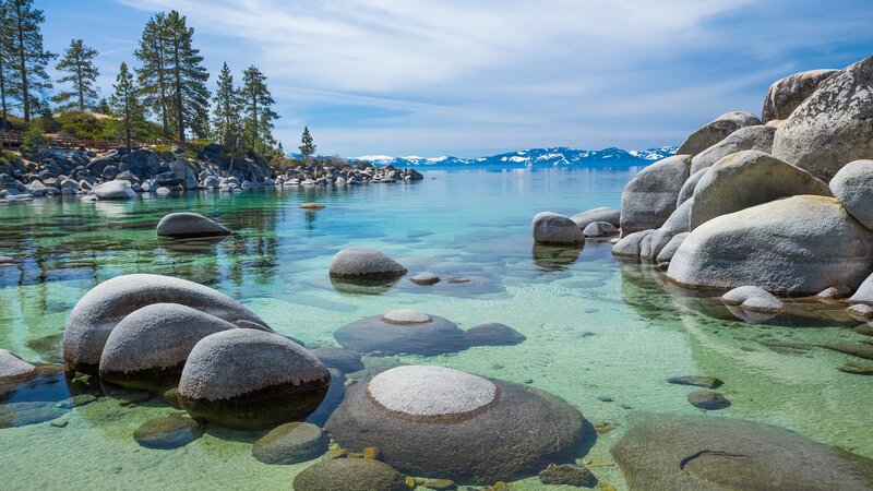 Clear Lake Water with Rocks — Blue