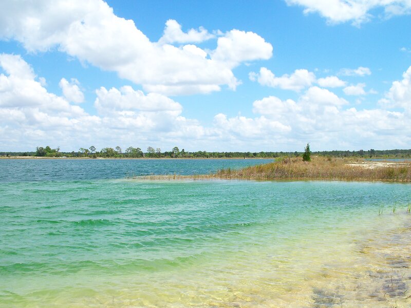 Clear lake with blue sky