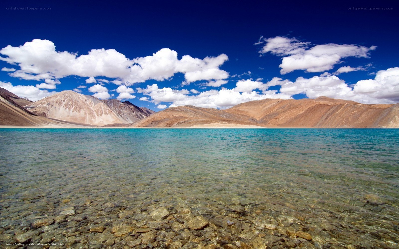Clear lake with mountains
