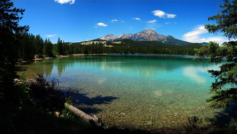 Clear Lake with Mountains — Blue, Afternoon