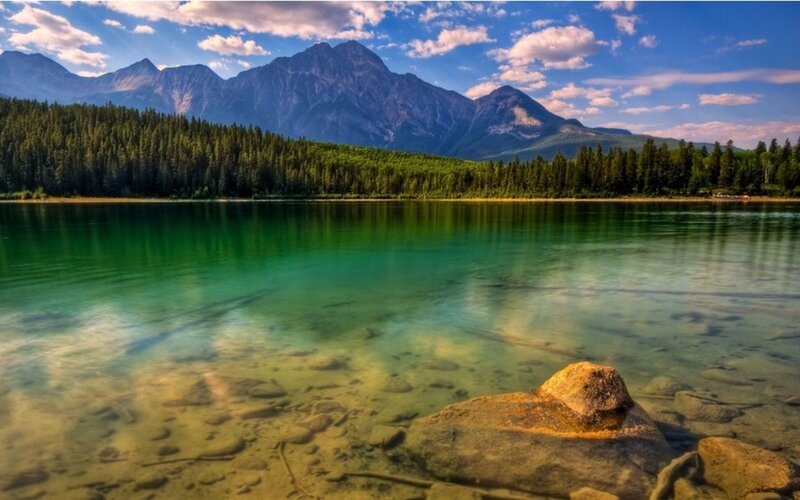 Clear Lake with Mountains — Blue, Serene, Afternoon