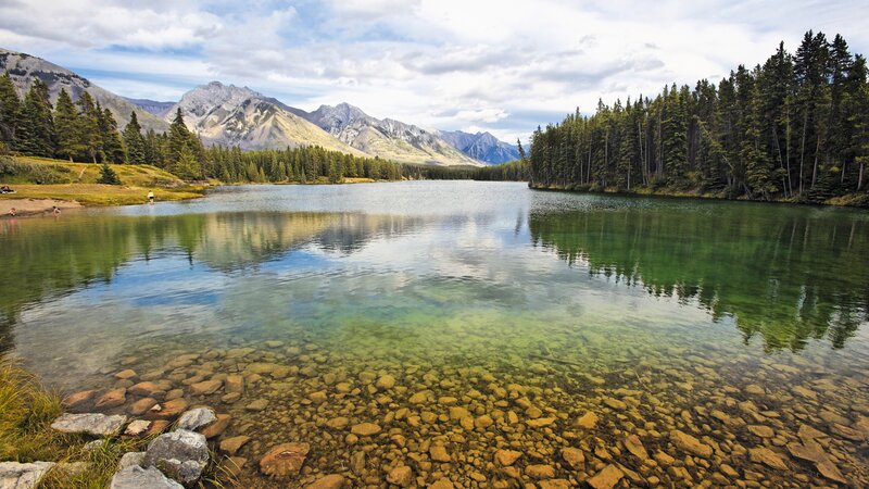 Clear Lake with Mountains — Trees