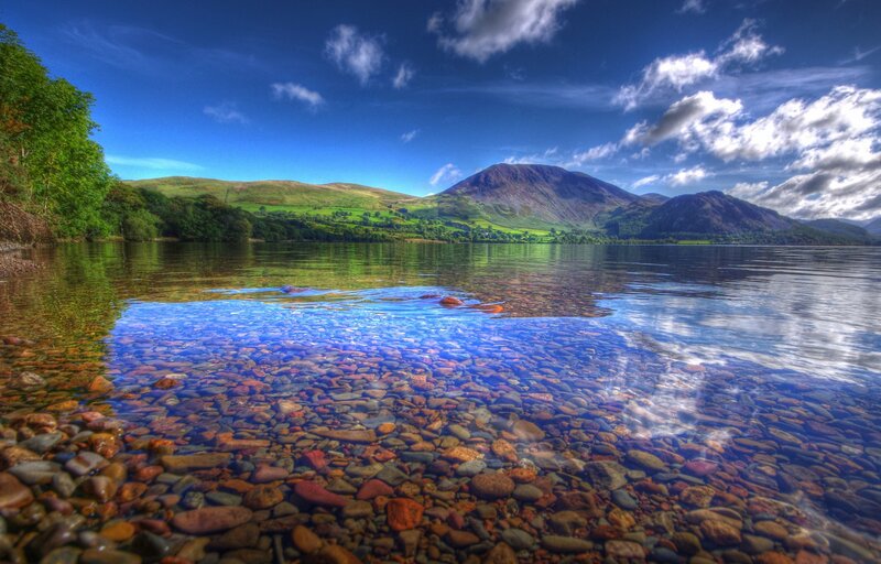 Clear Lake with Pebbles — Blue, Serene