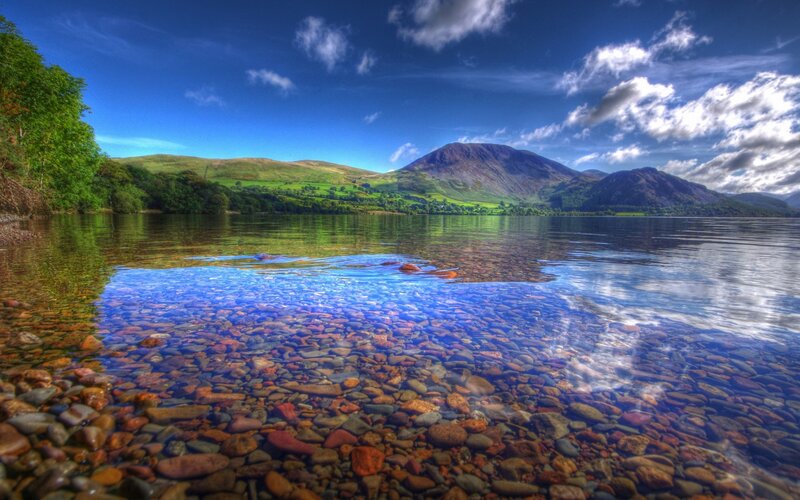 Clear Lake with Pebbles — Blue