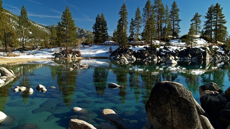 Clear Lake with Rocks — Blue, Serene