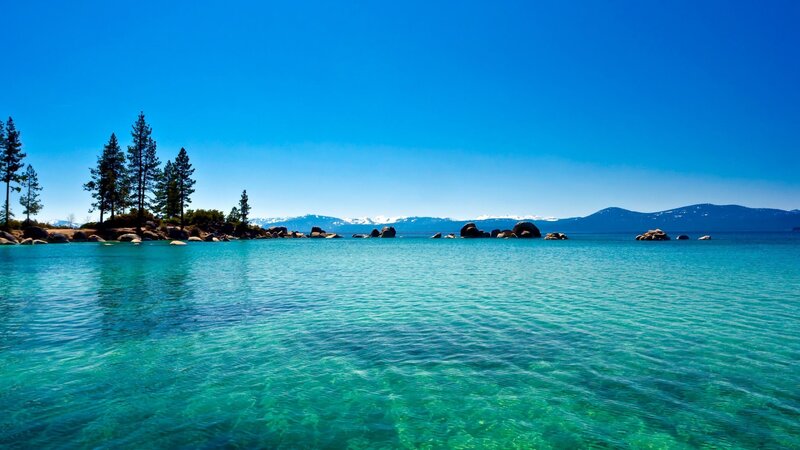 Clear Lake with Rocks — Blue