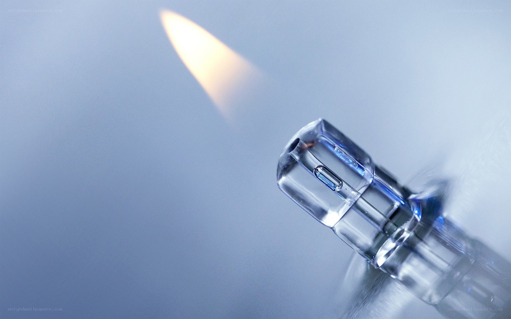 Clear lighter with flame