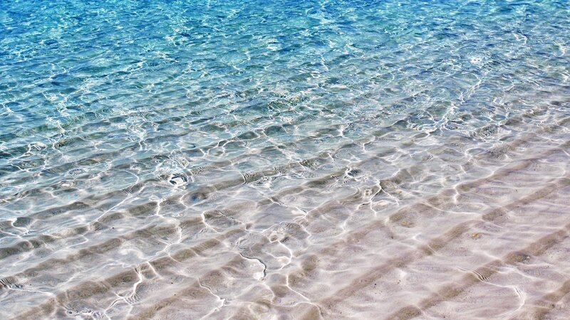 Clear Ocean Water — Blue, Calm, Afternoon, Photograph, Sand, Ripples